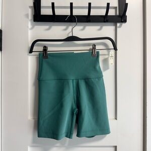 aerie Ribbed High-Rise Bike Shorts - Teal Green